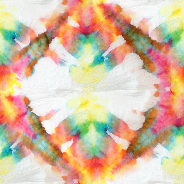 istock Colorful Seamless Ethnic Watercolor Art. Abstract Tribal Texture. Ethnic Design Pattern. ,Blue Paint Dabs Tie Dye Spring 1368615241