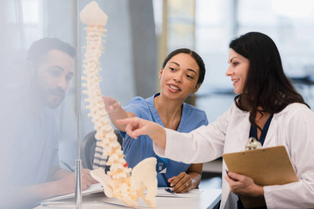 istock Medical students and professor use human spine model 1368615548