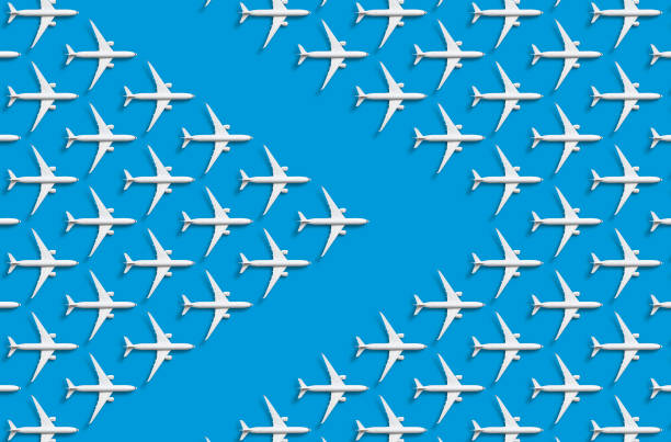 istock Passenger aircraft on blue background 1368616296