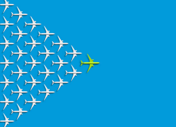 istock Passenger aircraft on blue background 1368616305