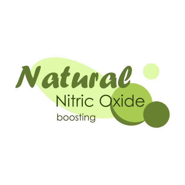 ilustraciones, imágenes clip art, dibujos animados e iconos de stock de concepto de insignia de aumento de óxido nítrico natural - nitric oxide