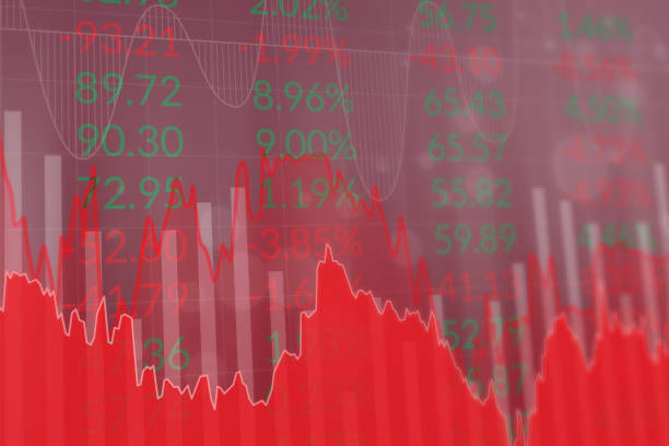 istock Finance red background with numbers and graphs. Financial market concept 1368624853