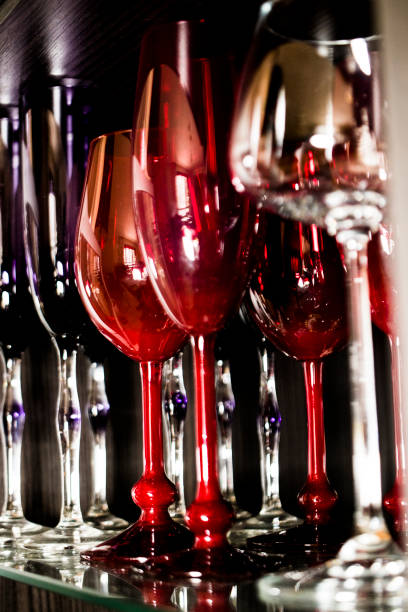 istock Red and black glass goblets. close-up. 1368626168