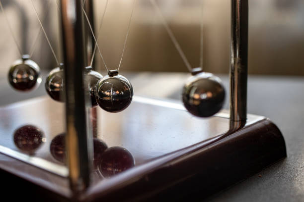 Newton's cradle, pendulum. pertaining to physics. stock photo