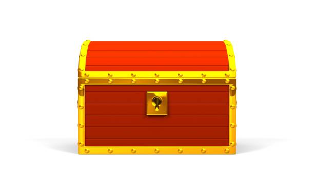 istock Red treasure chest on white background. 1368631613