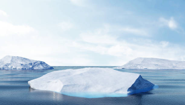 Landscape with Icebergs in the Ocean or Sea stock photo