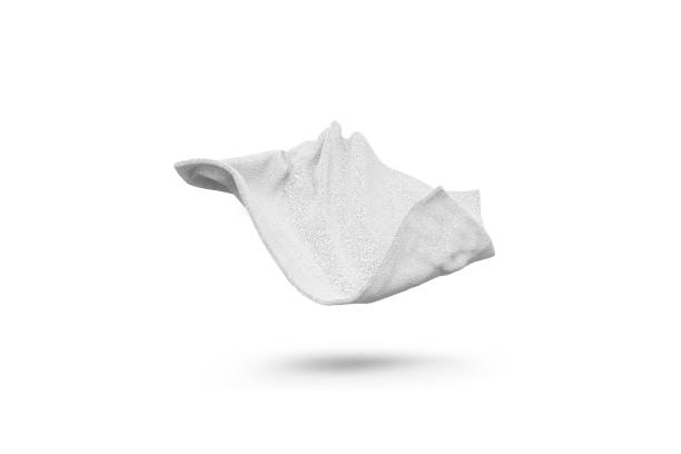 White terry blanket levitation on white background stock photo