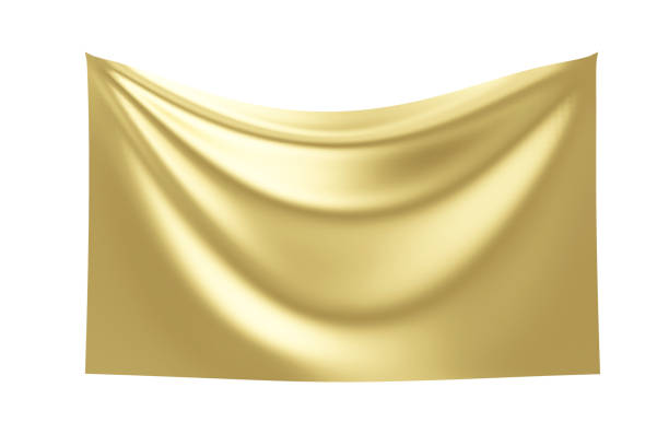 istock Blank Silk Golden Cloth Fabric isolated on white background 1368633332