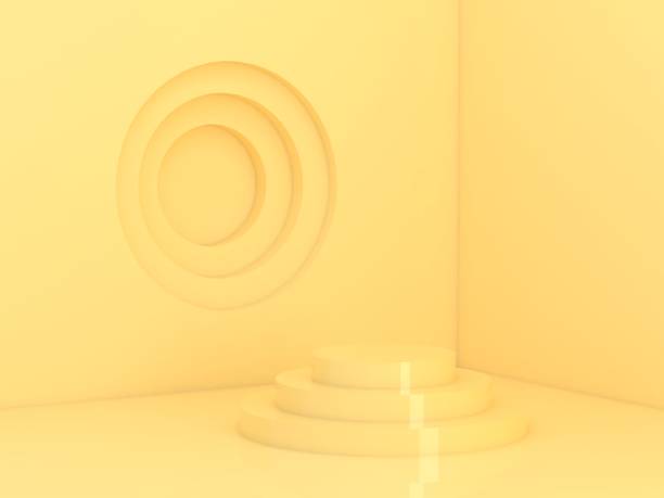 istock 3D Render of Abstract Yellow Composition with Podium 1368638376