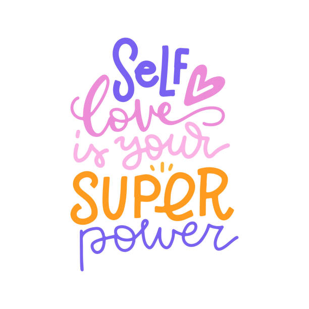 stockillustraties, clipart, cartoons en iconen met self love is your super power - typography motivational quote for t-shirt and merchandise. inspirational lettering text. flat hand drawn vector illustration. - self love