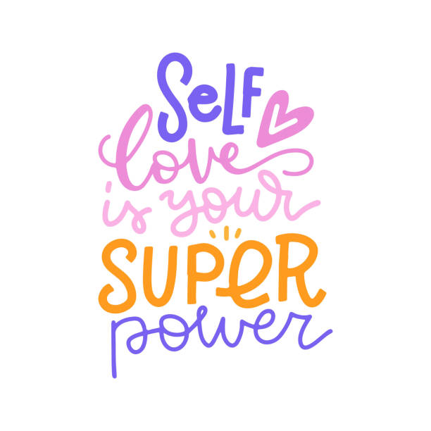 Self love is your super power - typography motivational quote for t-shirt and merchandise. Inspirational lettering text. Flat hand drawn vector illustration. Self love is your super power - typography motivational quote for t-shirt and merchandise. Inspirational lettering text. Flat hand drawn vector illustration short phrase stock illustrations