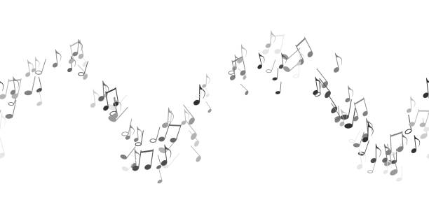 nahtloser hintergrund mit musiknoten - musical note stock-grafiken, -clipart, -cartoons und -symbole