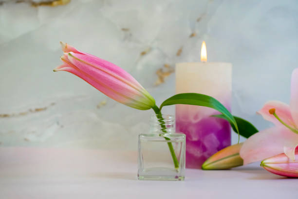 istock perfume for home, lily flower on decorative background 1368658808