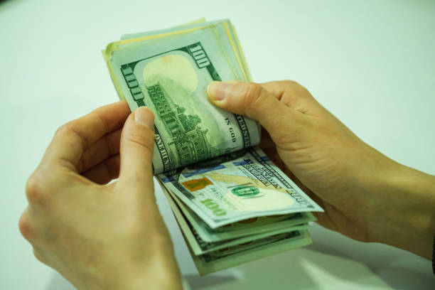 istock Unrecognizable mature woman holding US Dollar bills. 1368663131