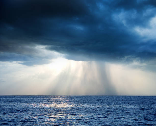 Scenic seascape during storm