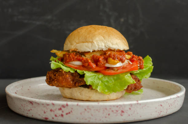 istock Delicius Chiken Hamburger with Chili and Chesse 1368667715
