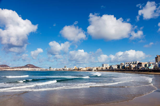 istock Playa de las Canteras with beautiful clouds and waves 1368669301