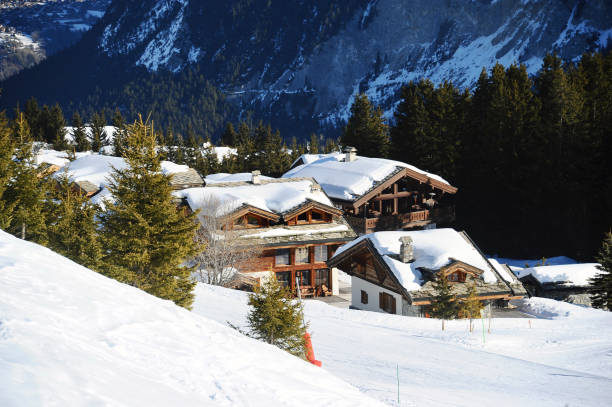 istock Courchevel ski village with beautiful chalets 1368675669