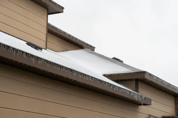 istock Snow Covered Roofs and Ice Cycles off Austin Home 1368675801