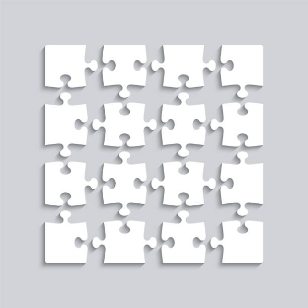 illustrazioni stock, clip art, cartoni animati e icone di tendenza di griglia del puzzle. puzzle con 16 pezzi. illustrazione vettoriale. - jigsaw piece choice banner number