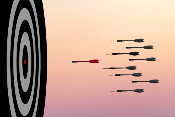 Dart board with darts rivalry concept outdoors