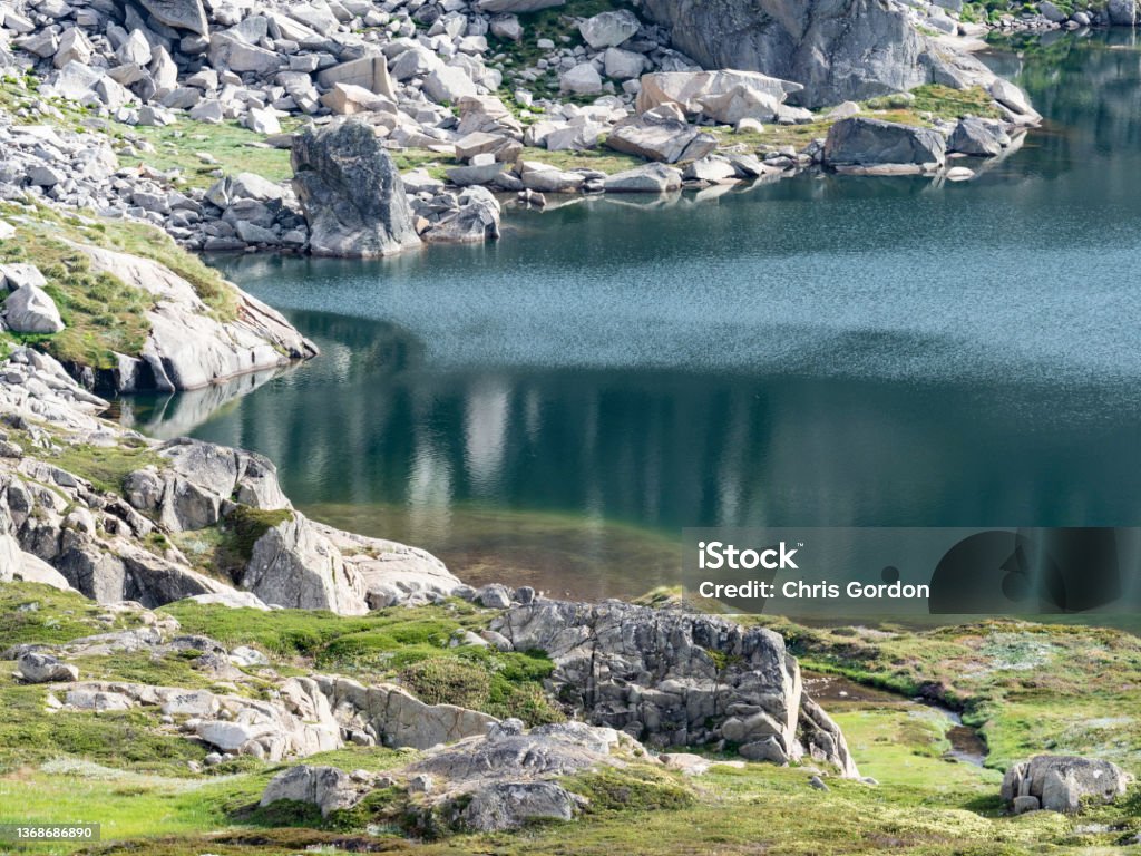 Mountain Lake The Blue lake on the Main Range,  Kosciuszko National Park Alpine climate Stock Photo