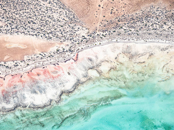 istock Aerial view of water and sand pattern 1368686905