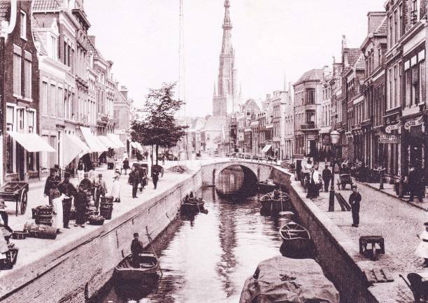 istock Leenwarden Main Street in the Netherlands (Holland) 1894 Antique Photo 1368687680