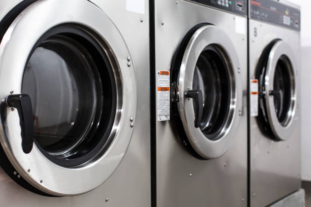 Full frame of washing machine, copy space