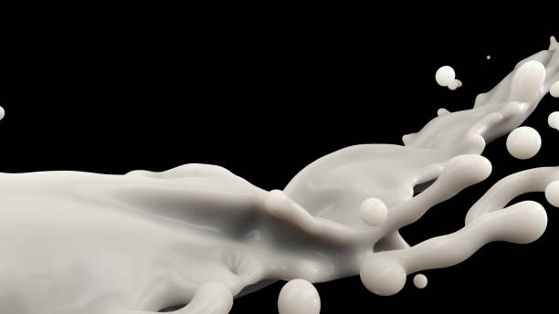 istock milk splash or white liquid splash isolated on black background, 3d rendering Include clipping path. 1368704995