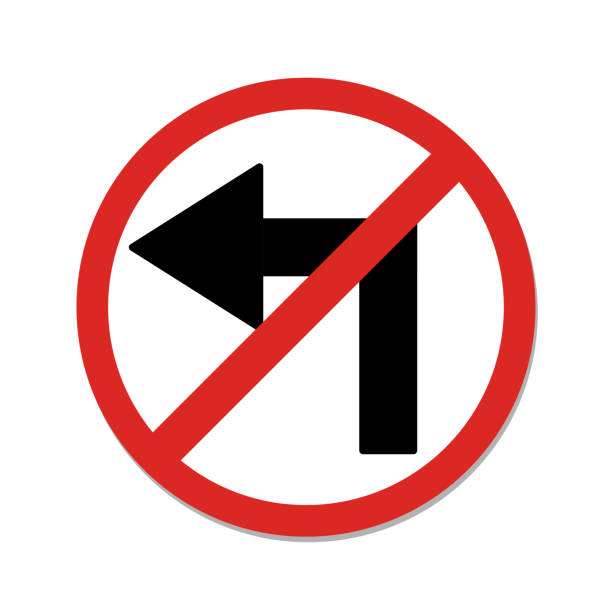 istock Vector illustration of traffic signs in flat style. Traffic is prohibited from turning left. 1368706754