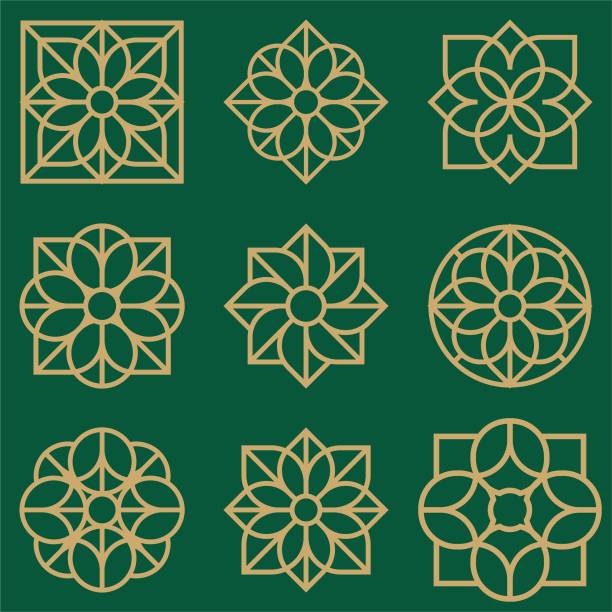 illustrazioni stock, clip art, cartoni animati e icone di tendenza di segno semplice vettore ornamento islamico - asia orientale