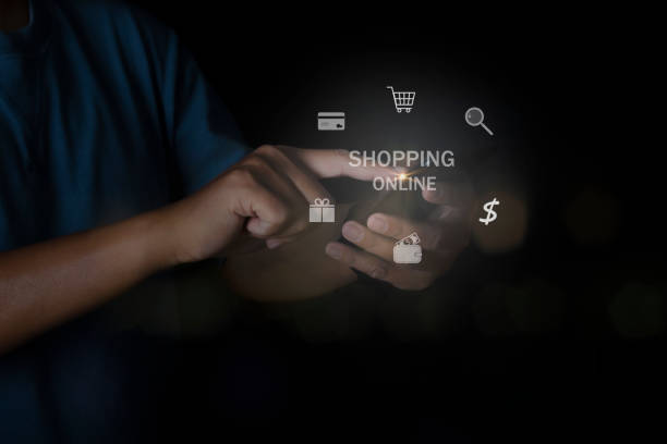istock Man using mobile smartphone online shopping, Online payment. E-commerce, with internet web icons, internet of things IOT, omnichannel or multichannel marketing concept. 1368715309