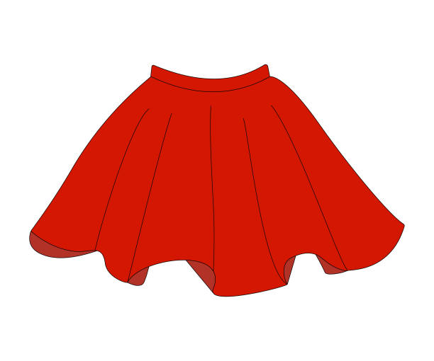 ilustrações, clipart, desenhos animados e ícones de a saia é vermelha. roupas femininas. - skirt