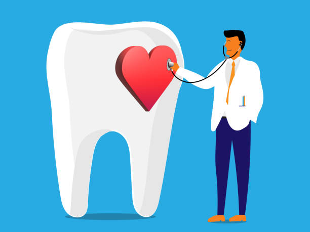 ilustrações de stock, clip art, desenhos animados e ícones de examining tooth - human teeth defending dental equipment brushing