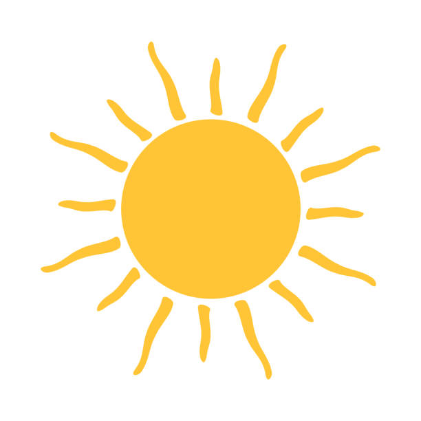 Drawing Cute Sun Cartoon vector illustration in white background. Vector illustration Cute Drawing Sun Doodle Cartoon graphic animation for sky weather sun stock illustrations