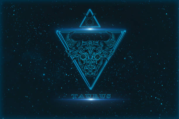 Taurus horoscope sign in twelve zodiac with galaxy stars background\