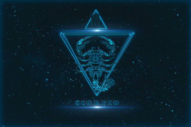 scorpio horoscope sign in twelve zodiac with galaxy stars background