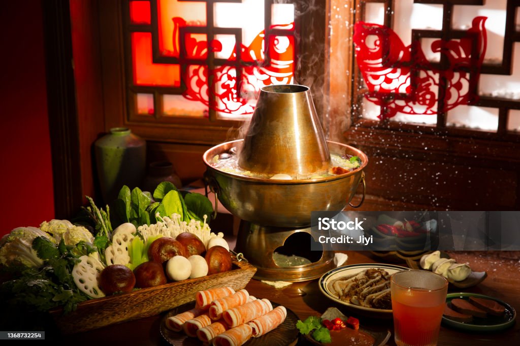 Chinese food,Chinese traditional hotpot Chinese traditional hotpot during Chinese New Year Hot Pot - Dish Stock Photo