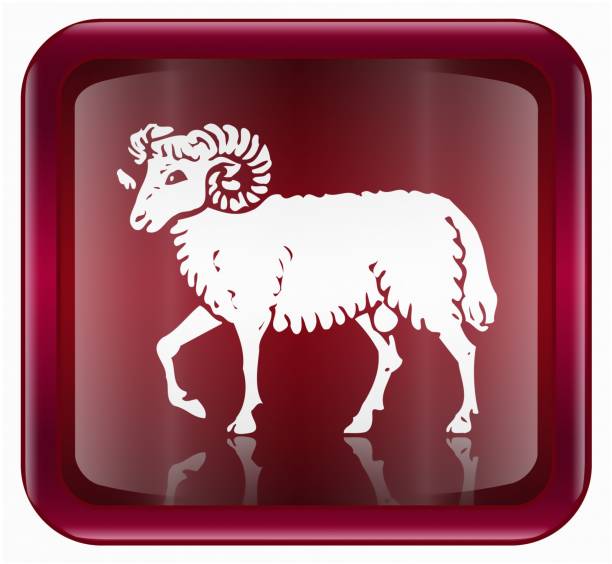 istock Aries zodiac icon red, isolated on white background 1368734177