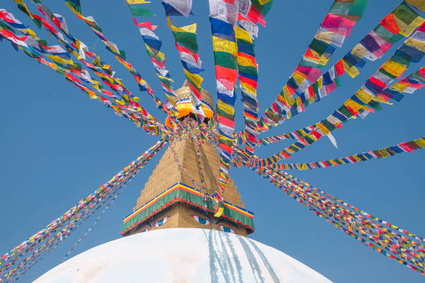 istock stupa with prayer flags at Boudhanath temple, Kathmandu, nepal 1368735605