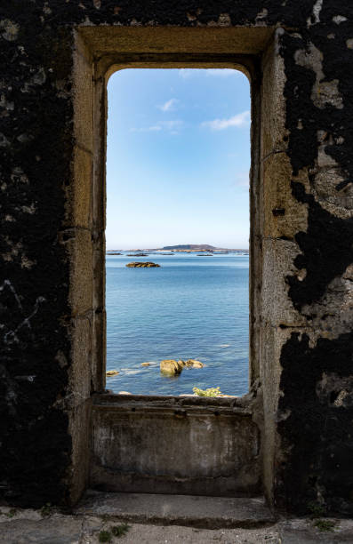 View to the sea from an old building