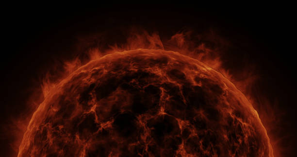istock Sun Atmosphere on black background. Hot sun flares on the surface. 3d Render Image.  Space view. 1368736140