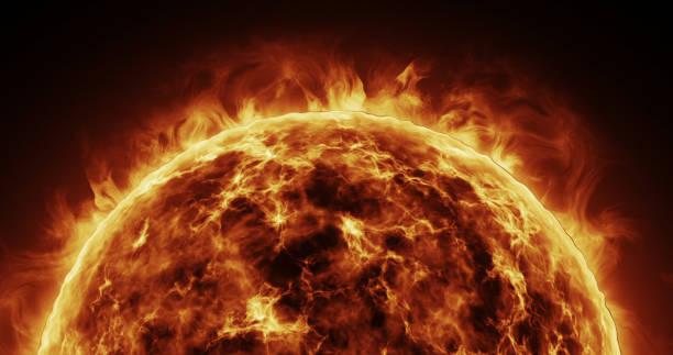 istock Sun Atmosphere on black background. Hot sun flares on the surface. 3d Render Image.  Space view. 1368736142