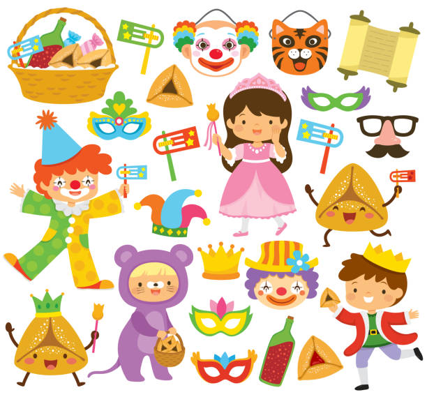 Purim clipart collection vector art illustration