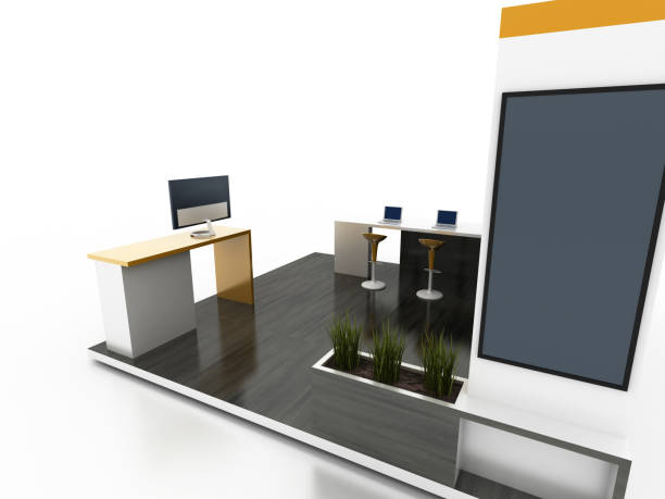 istock Exhibition stand on white, marketing concepts 1368740256
