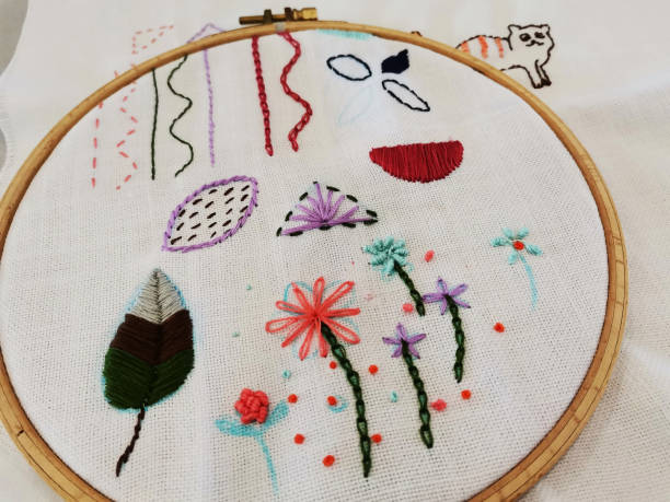 istock Thai women people study learning art handicrafts class and use tools equipment handmade embroidery with knitting yarn on cotton fabric with teacher professional at workshop studio in Bangkok, Thailand 1368746874
