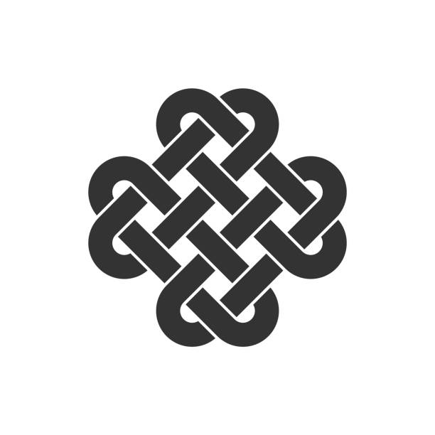 bildbanksillustrationer, clip art samt tecknat material och ikoner med ancient celtic knot icon. interlaced loops as a symbol of eternity. - flätad