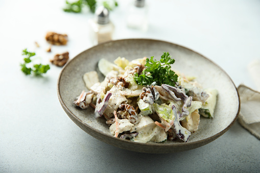 Chicken salad with walnut and celery