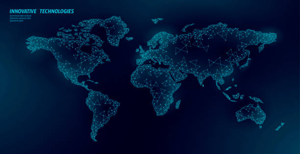 istock Low poly World map planet Earth global business connection. Online network Europe Africa America continents. International partnership communication polygonal globalization vector illustration 1368750614